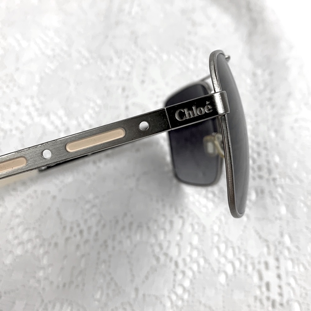 Chloe Vintage Sunglasses Silver wire frame Aviator square Authenticated Rare - Picture 5 of 16
